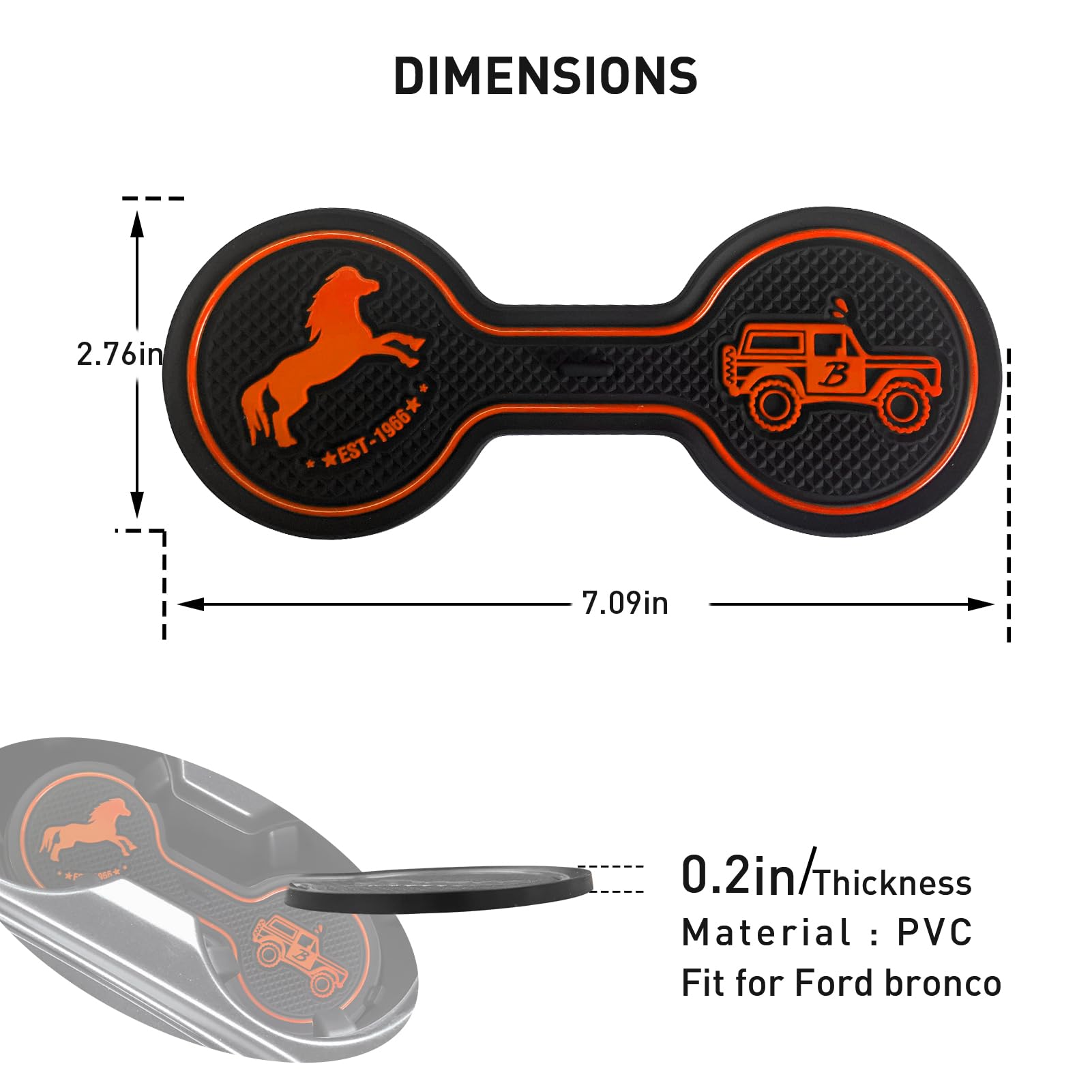 **Ford Bronco 2021-2024 Cup Holder Coaster - Non-Slip Silicone Drink Mat, Car Accessories for Beverage & Decoration (Orange) - Perfect for Road Trips, Coffee, and Spill Protection**