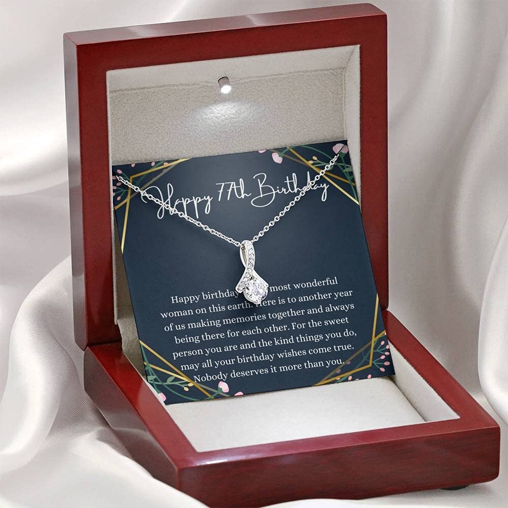 Personalized Handmade Message Card Jewelry Necklace - Custom 77th Birthday Gift for Women with Petit Ribbon - Thoughtful Present for 77 Year Old | Perfect for Birthday Celebrations, Anniversary Gifts & Special Occasions