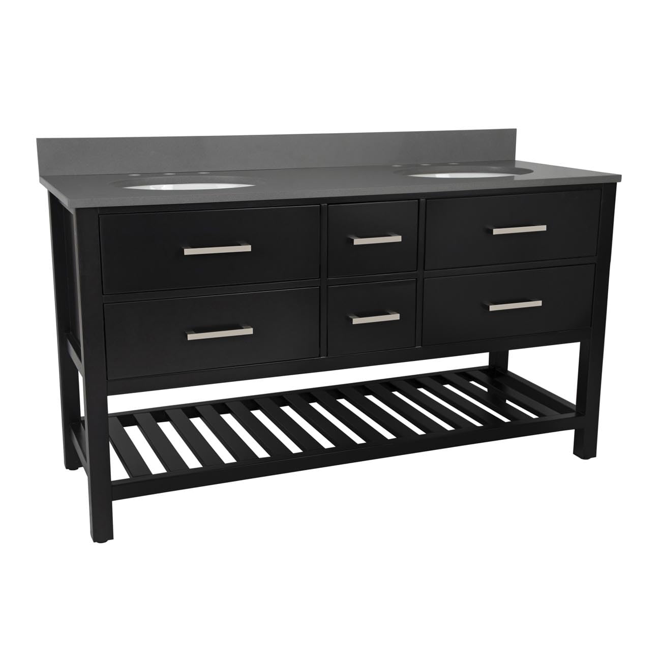 Vintage Tub & Bath Everett 60 Inch Birch & Oak Console Vanity - Elegant Bathroom Vanity with Double Sink for Modern Farmhouse & Traditional Bathroom Decor