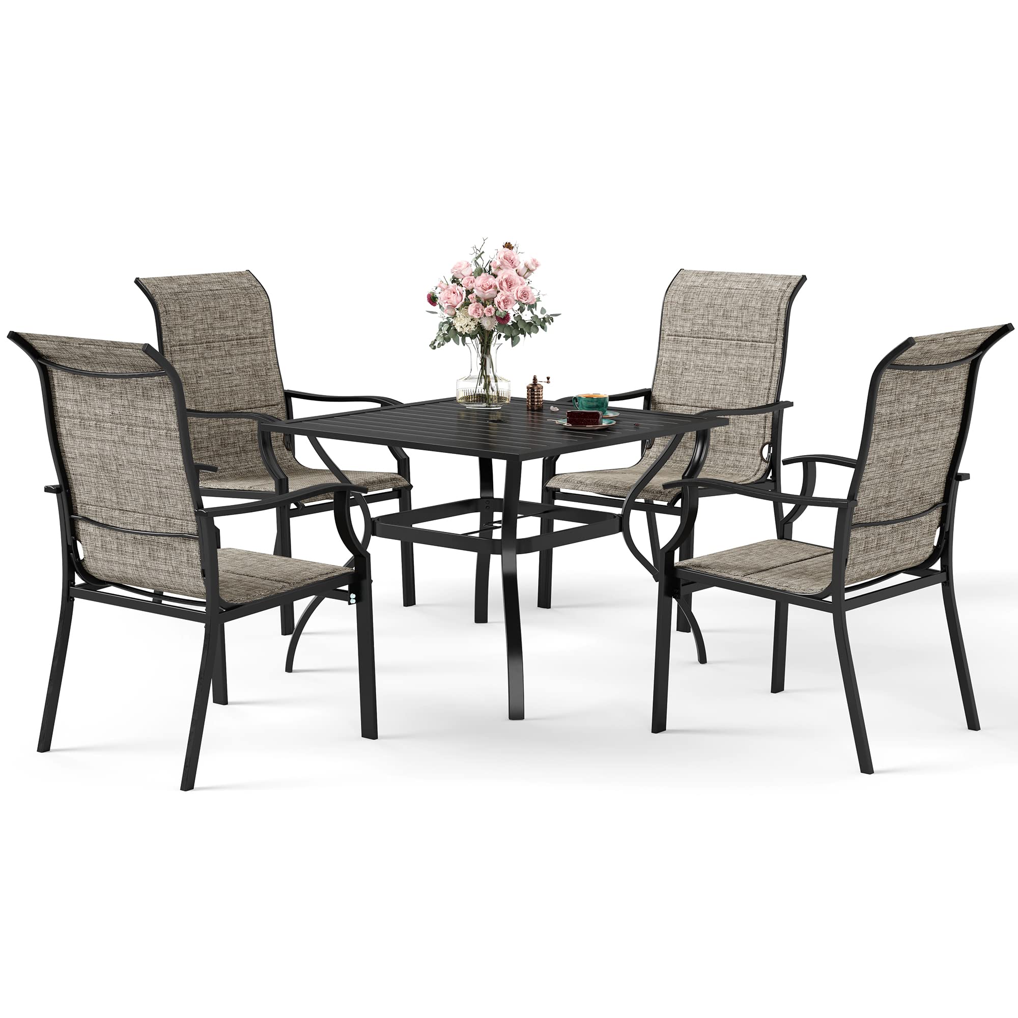 5-Piece Outdoor Patio Dining Set for 4 - Square Table with 1.57
