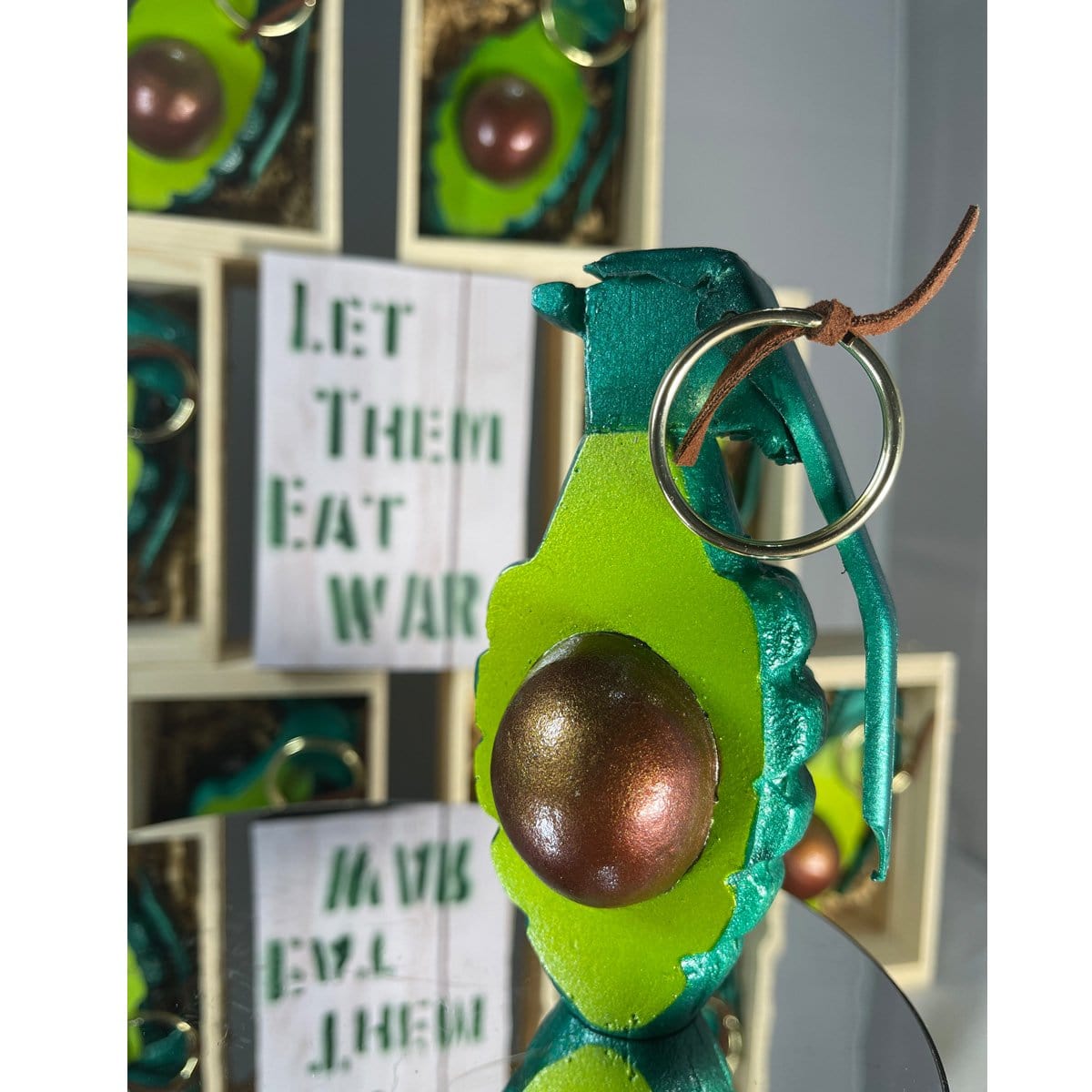 JesseJFR Avocado Grenade Resin Sculpture - Unique Art Collectible for Home Decor, Office Display & Gift Giving | Let Them Eat War Statement Piece