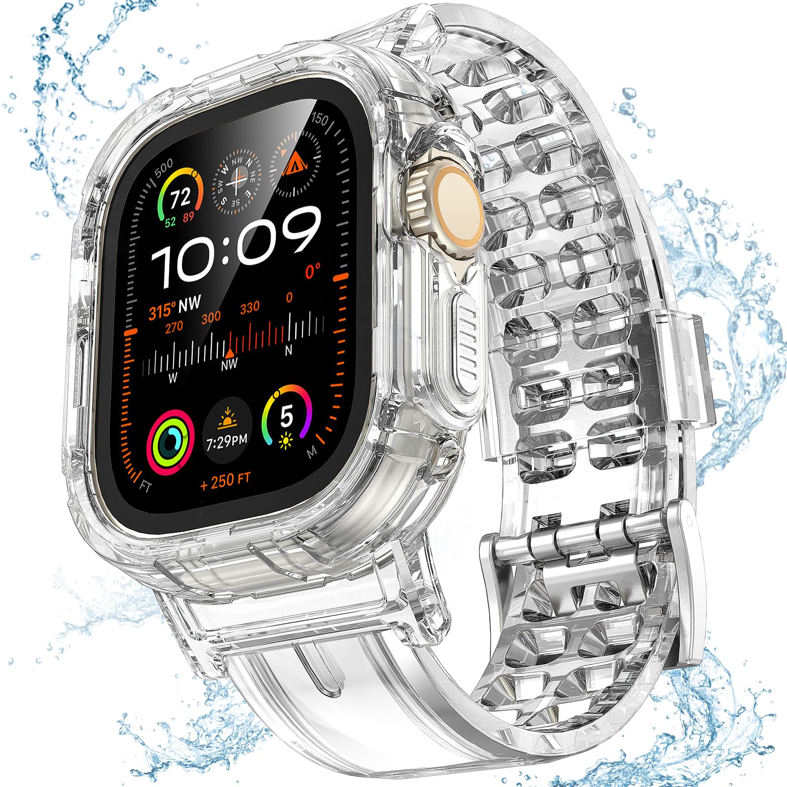 Premium Soft TPU Sport Band for Apple Watch Ultra 2 49mm - Sweat-Proof with Air Holes, Durable Crystal Clasp Replacement Strap for iWatch Ultra (Compatible with Women & Men) - Perfect for Workouts, Running & Daily Wear