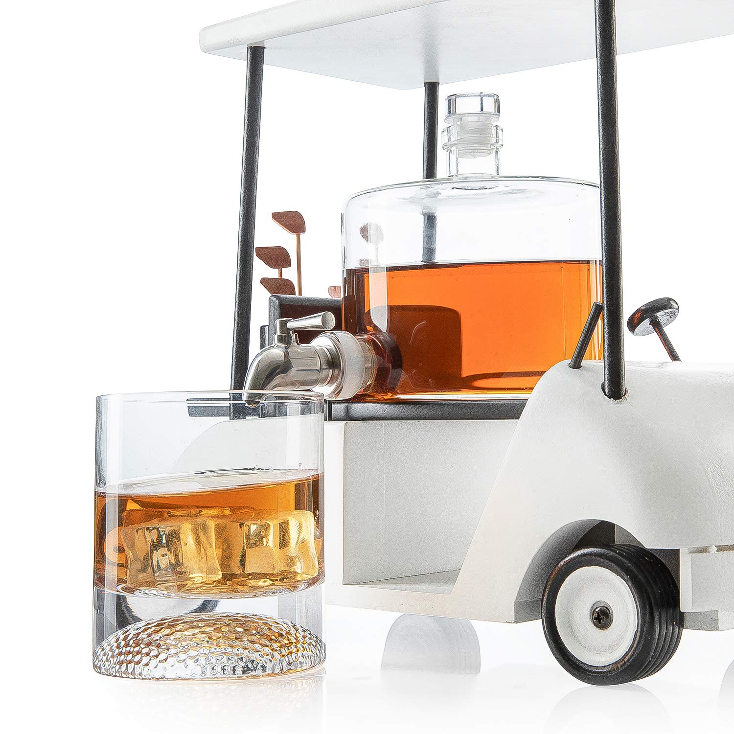 Premium Golf Whiskey Decanter Set with 2 Glasses & 4 Stainless Steel Golf Ball Whiskey Stones - Ideal Golf Gift for Men & Women, Perfect for Golf Lovers, Home Bar Decor, and Cocktail Parties