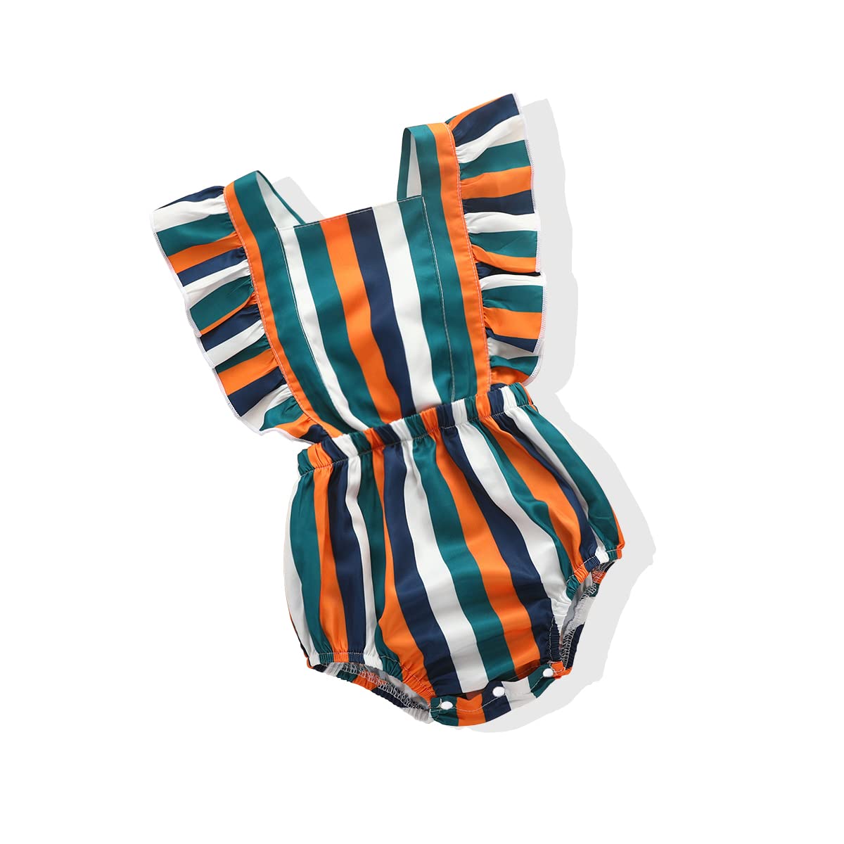 Newborn Baby Girls Striped Cotton Jumpsuit Romper - Ruffled Sleeveless Onesie Playsuit for Summer | Perfect for Playdates, Beach Outings & Photoshoots