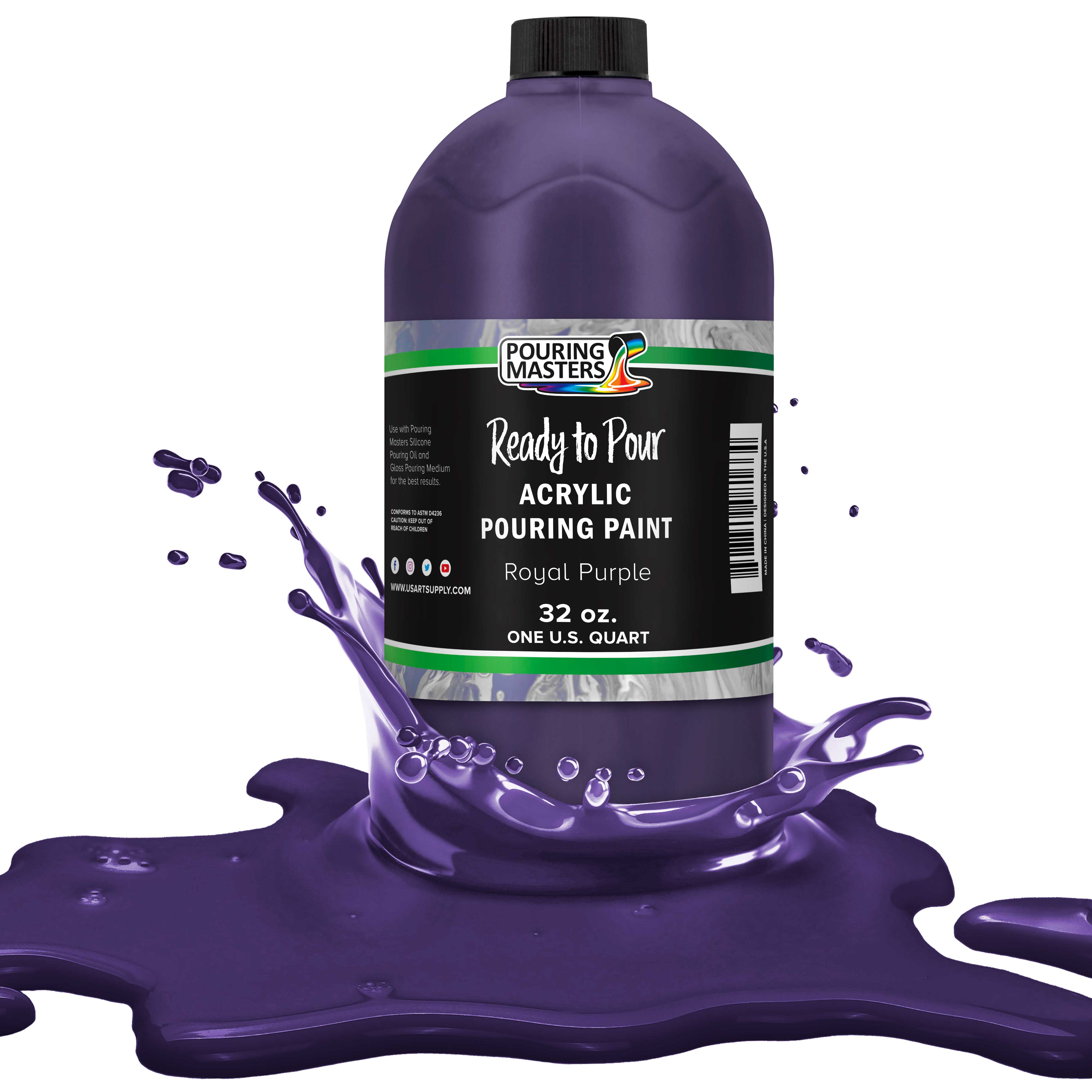 Royal Purple Acrylic Pouring Paint - Premium 32oz Ready to Use Water-Based Paint for Canvas, Wood, Paper, Crafts, Tile & Rocks - Perfect for DIY Art Projects, Home Decor & Fluid Art Techniques