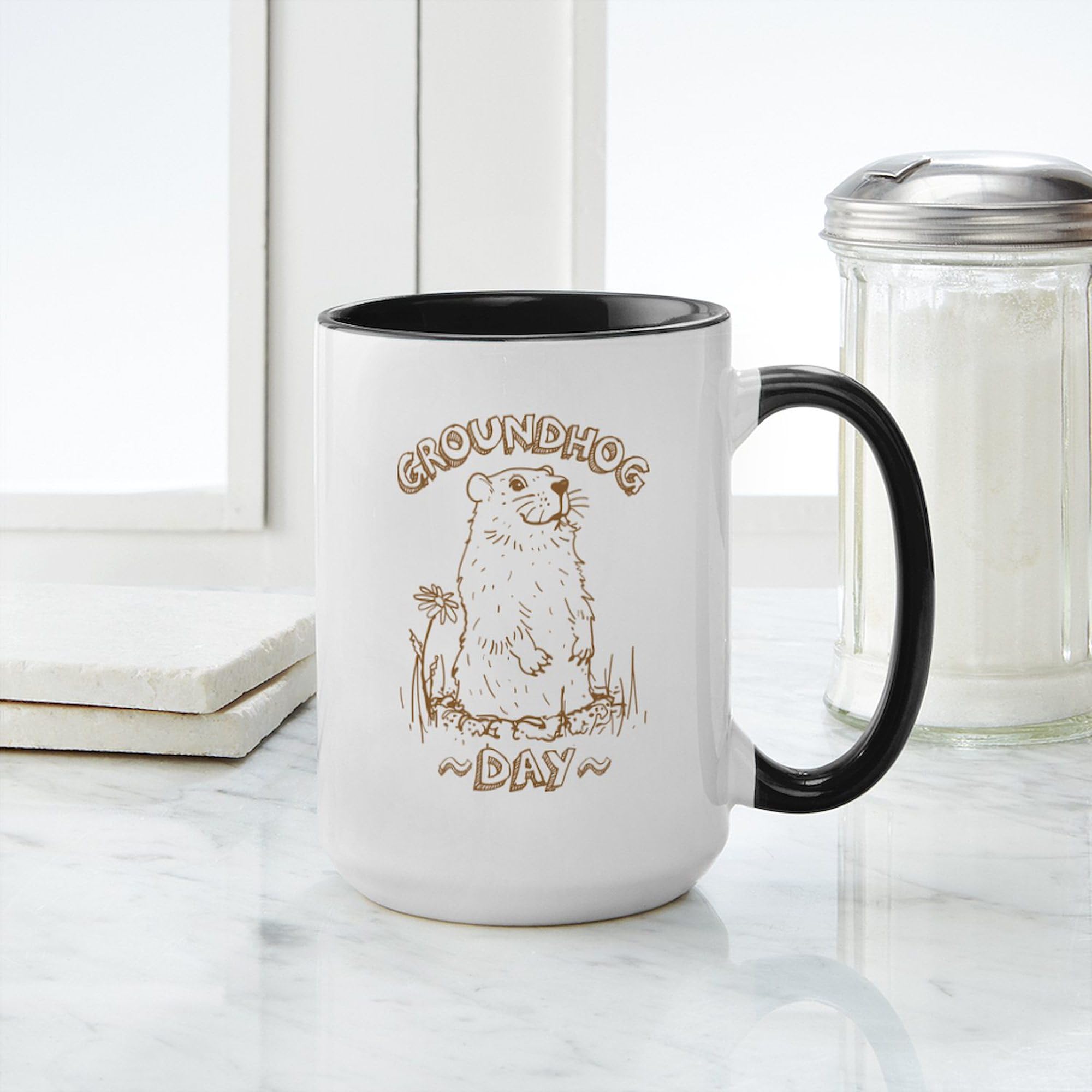 Groundhog Day Ceramic Coffee Mug 15 oz (444 ml) - Funny & Unique Gift for Coffee Lovers - Perfect for Home, Office & Holiday Celebrations