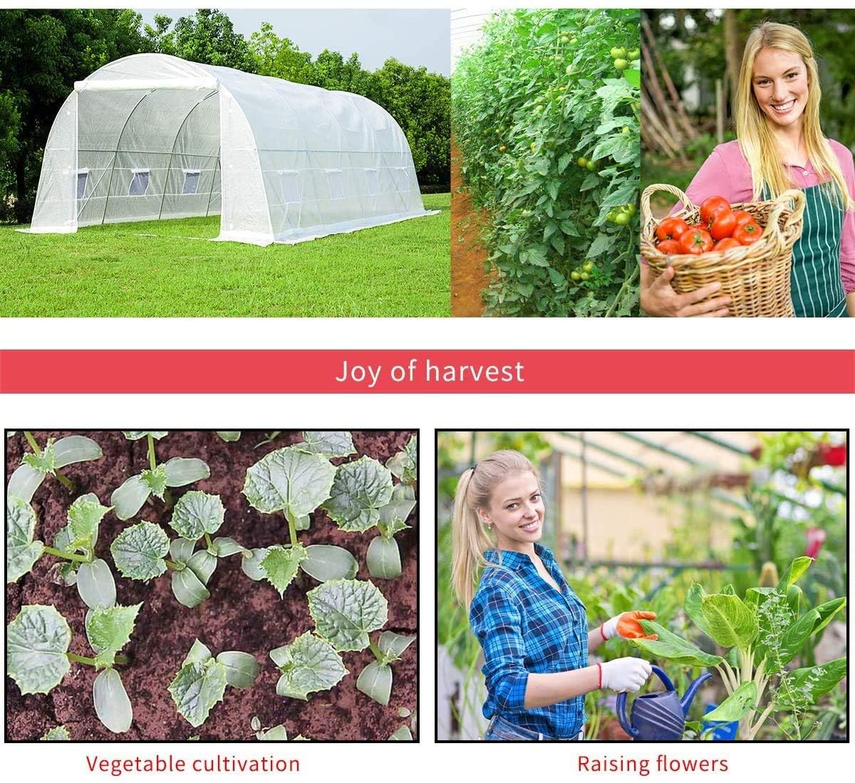 MELLCOM 20x10x7ft Large Walk-in Greenhouse Tent - Heavy Duty Reinforced Frame with 8 Screen Windows for Gardening, Plant Growing & Outdoor Use | Perfect for Backyard, Patio & All-Season Gardening (White)