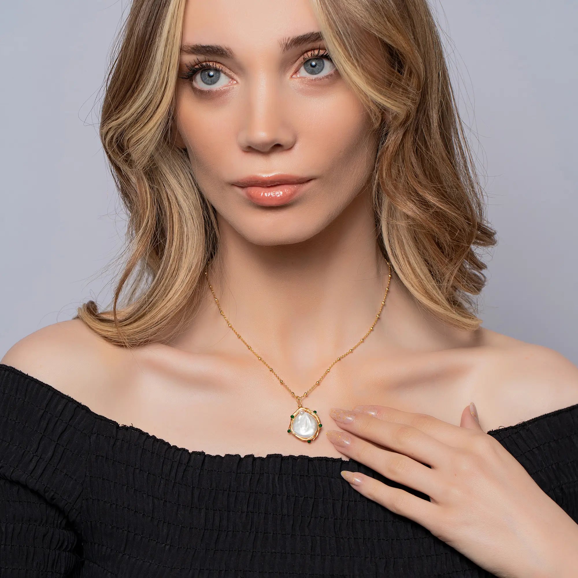 Emerald Bead Pearl Necklace for Women - Elegant Green Gemstone Jewelry Gift for Wedding, Party & Special Occasions