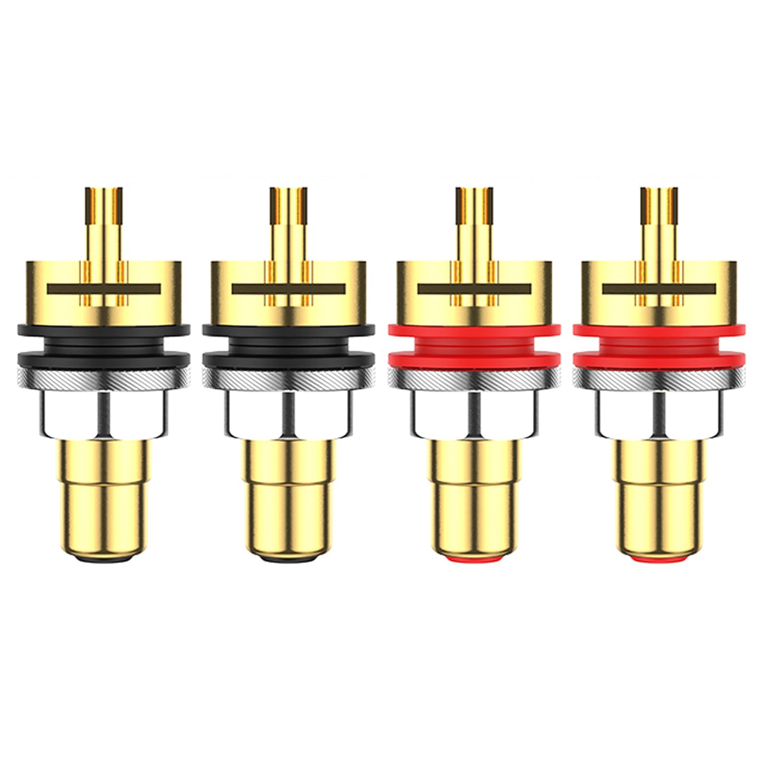 Viborg 4X RCA Plug Socket RC101G - Gold-Plated Pure Copper RCA Female Connector Panel Mount for Amplifier & Audio Equipment - Perfect for Home Theater Systems, Car Audio Installations, and Professional Studio Setups