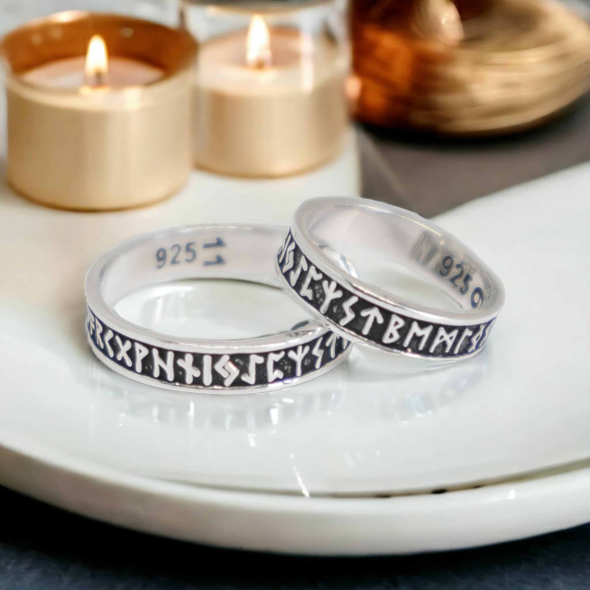Viking Rune Ring 925 Sterling Silver - Norse Elder Futhark Symbol Jewelry - Celtic Wedding Band & Pagan Gift for Men & Women - Perfect for Viking Enthusiasts, Historical Reenactments & Spiritual Ceremonies