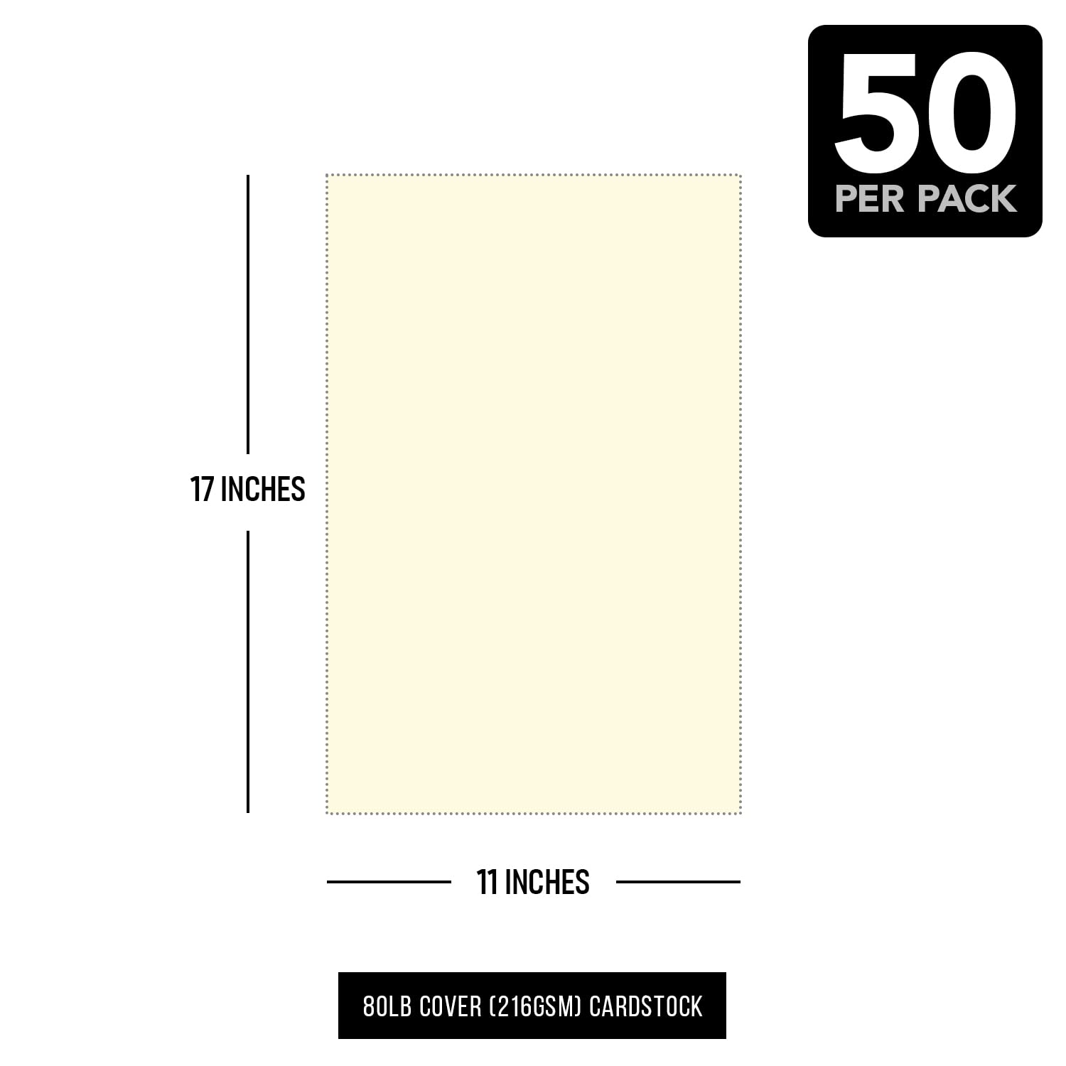 Premium 80lb Cover Smooth Cream Card Stock Paper - 11 x 17 Inches (Tabloid/Ledger Size) - 50 Sheets per Pack (216gsm) - Perfect for Invitations, Business Cards, Brochures & DIY Craft Projects