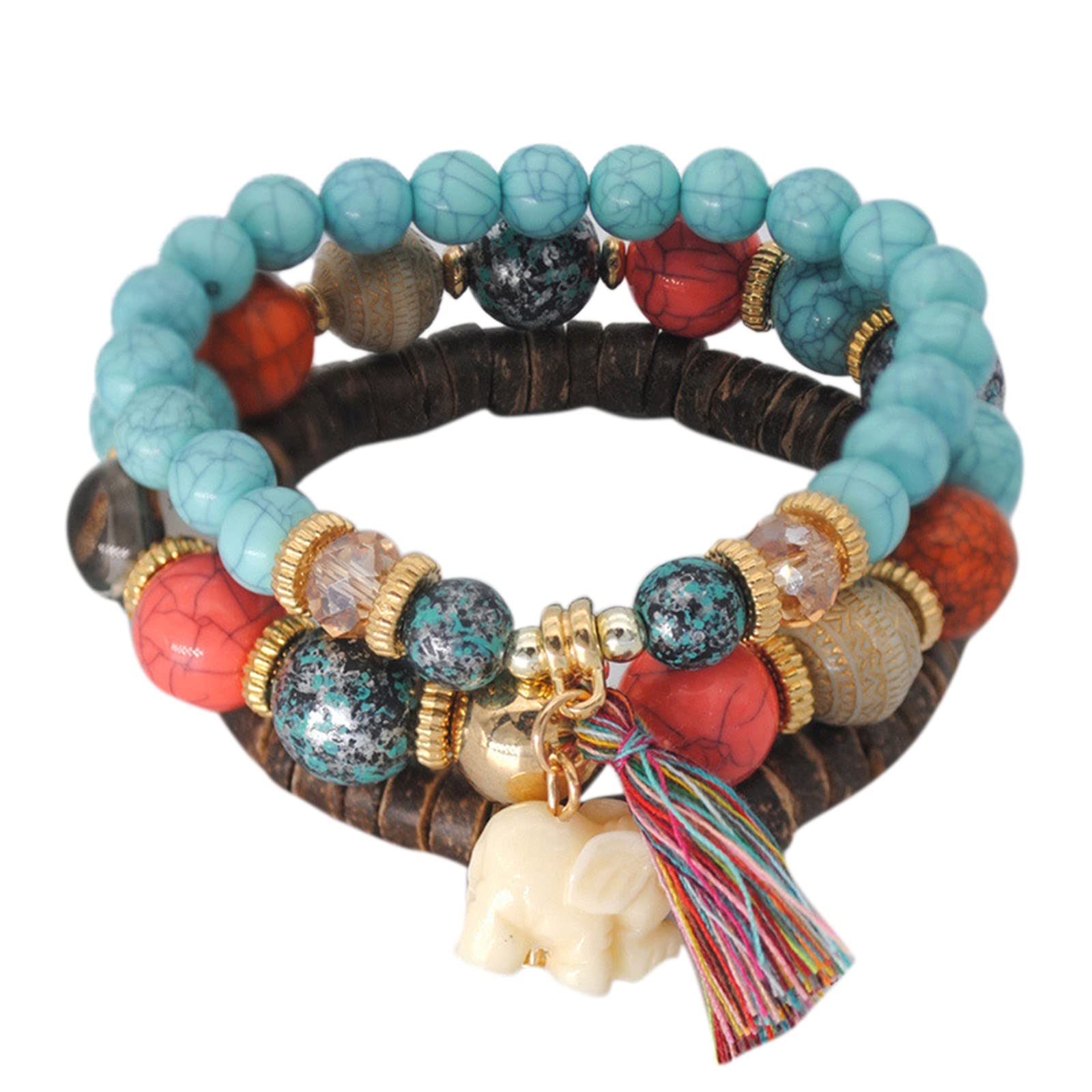 Bohemian Beaded Bracelet for Women - Ocean Style Multi-Layer Pearl & Crystal Beaded Bracelet | Handmade String Bracelet for Beach, Festival & Boho Fashion