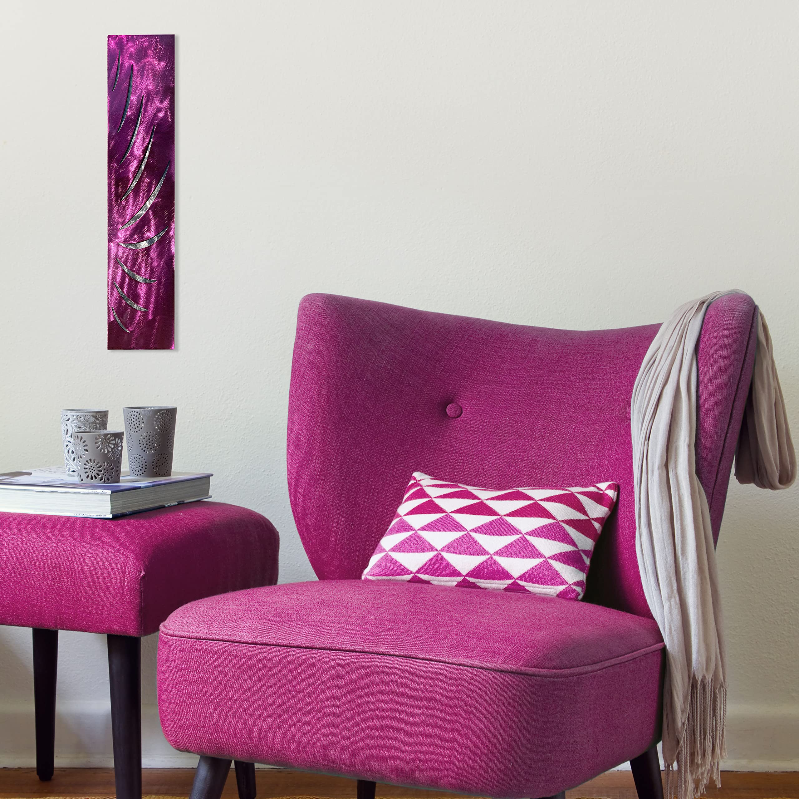 Reverse Lashes Metal Wall Decor in Candy Raspberry - Elegant Home & Office Wall Art for Living Room, Bedroom, or Gift