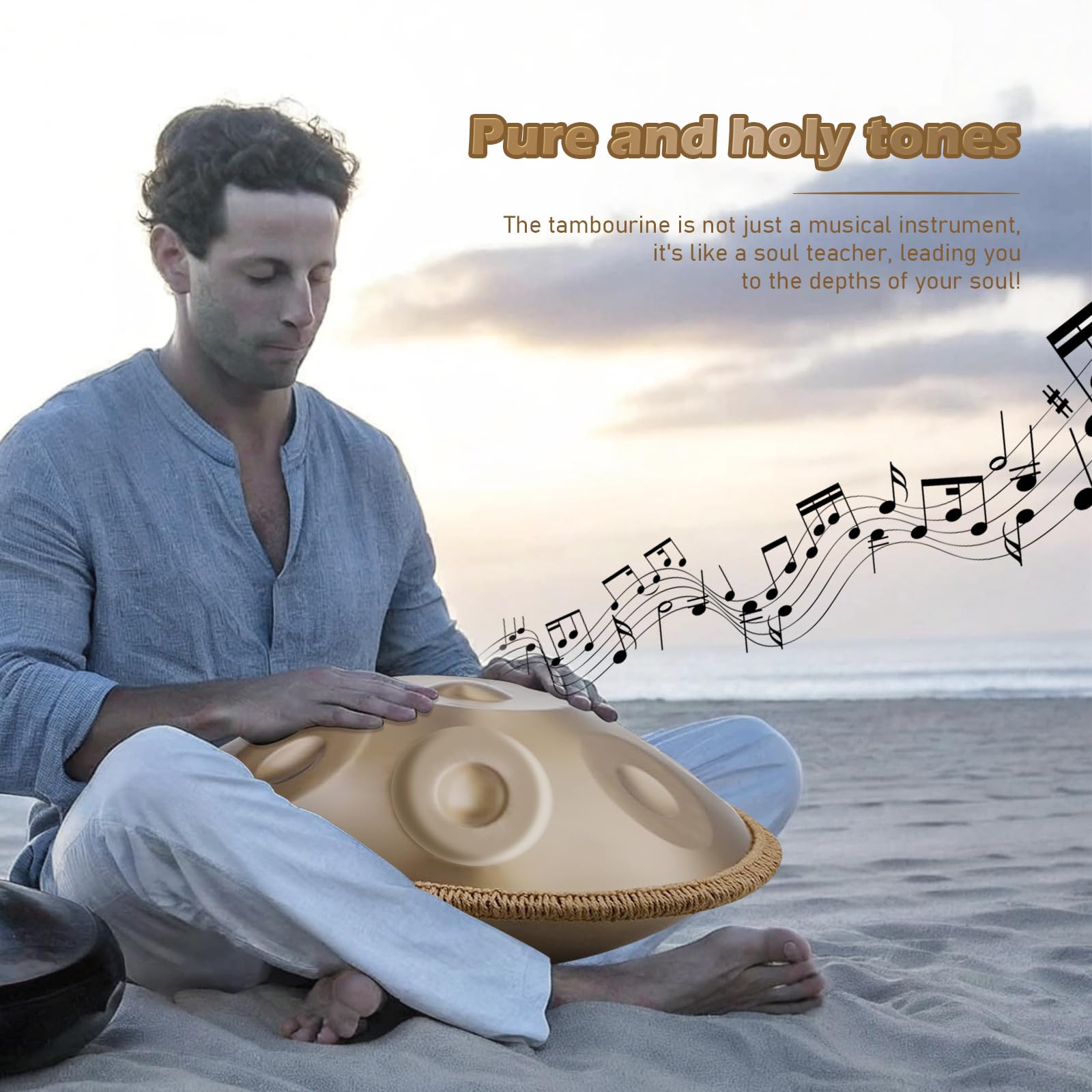 Premium 22-Inch Handpan Drum Set - 440Hz 10-Note Steel Hand Drum with Carrying Case, Drumsticks & Instruction Guide - Perfect for Meditation, Music Therapy & Street Performances