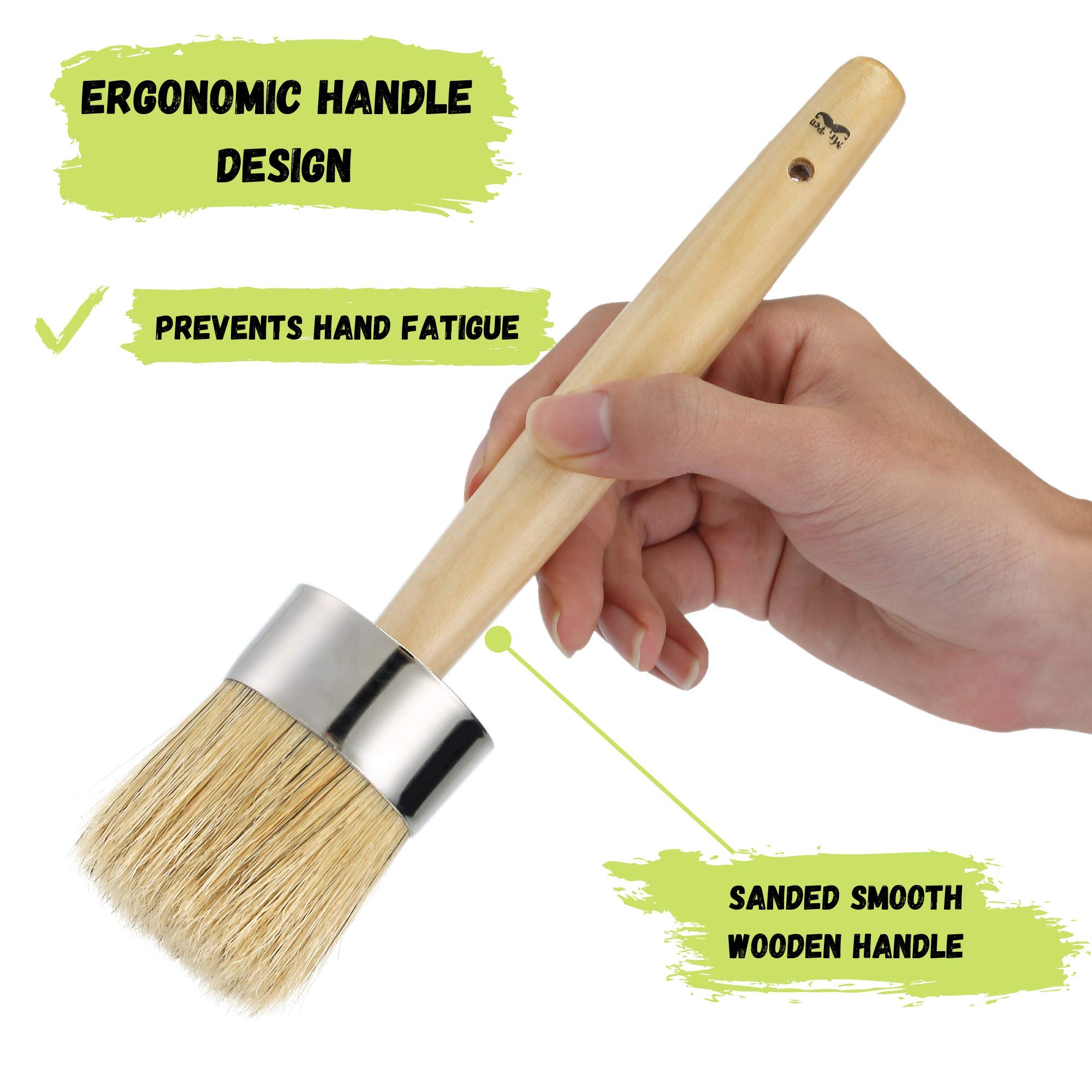 Mr. Pen 2 Inch Round Chalk & Wax Paint Brush - Premium Furniture Chalk Paint Brushes for DIY Home Decor, Cabinets, and Woodworking Projects