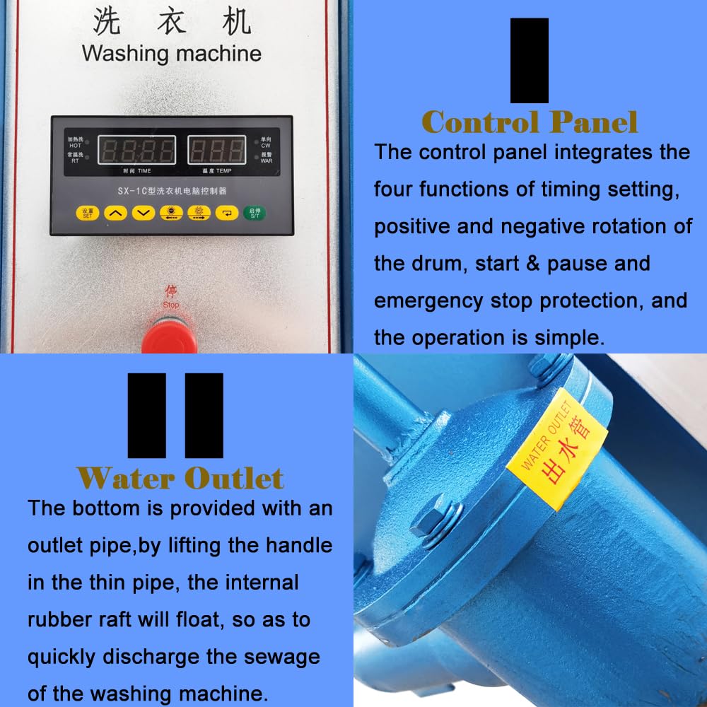33LBS Commercial Washing Machine - Heavy Duty Industrial Laundry Equipment for Hotels & Work Clothes | 750W 220V Stainless Steel Washer | Perfect for Hotels, Restaurants & Uniform Cleaning