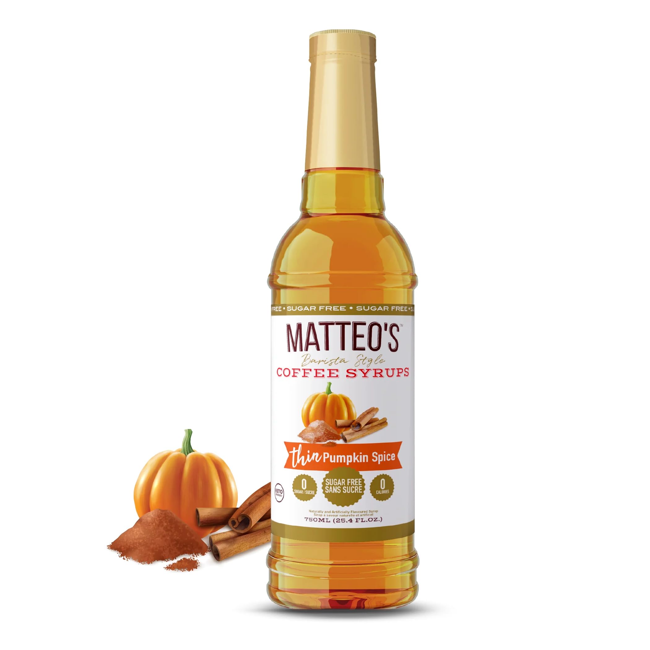 Sugar-Free Pumpkin Caramel Coffee Syrup - Keto Friendly 0 Calorie Flavoring for Lattes & Desserts