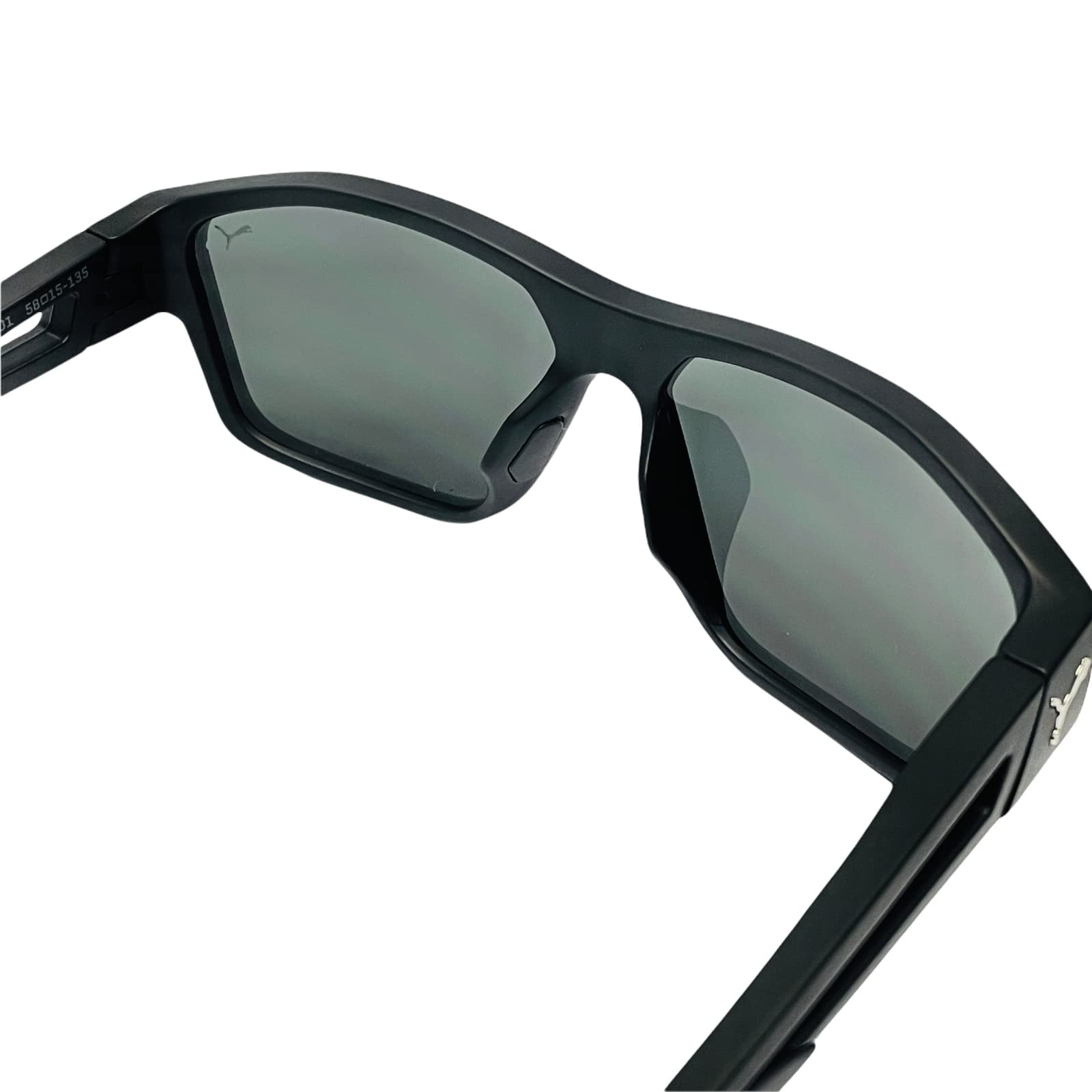Puma Blizzard Flight Sports Sunglasses for Men - PU0328S Rectangular Full Rim Frame - UV Protection for Cycling, Running, Golf & Fishing - Ideal for Beach & Outdoor Activities (Black/Black)