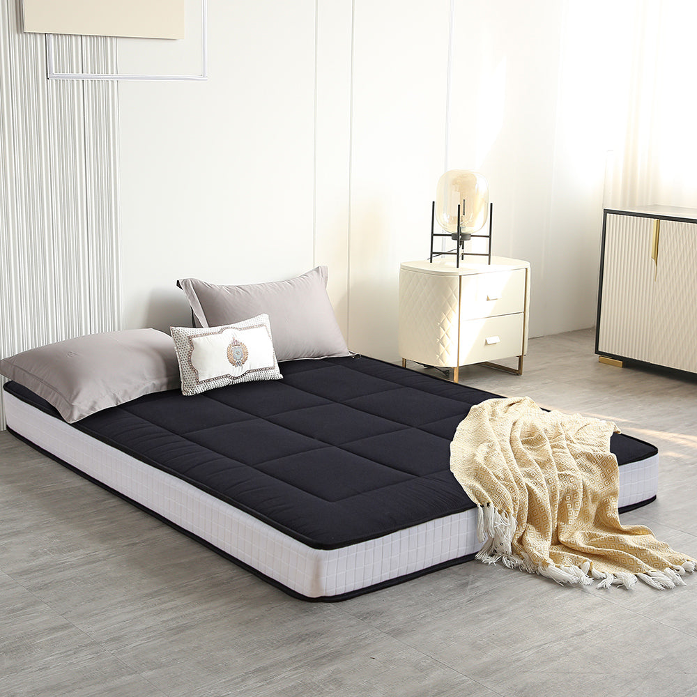 MAXYOYO 6-Inch Extra Thick Japanese Futon Mattress - Premium Diamond Quilted Floor Bed for Bedroom & Guest Room - Black - Perfect for Small Spaces, Studio Apartments & Minimalist Home Decor