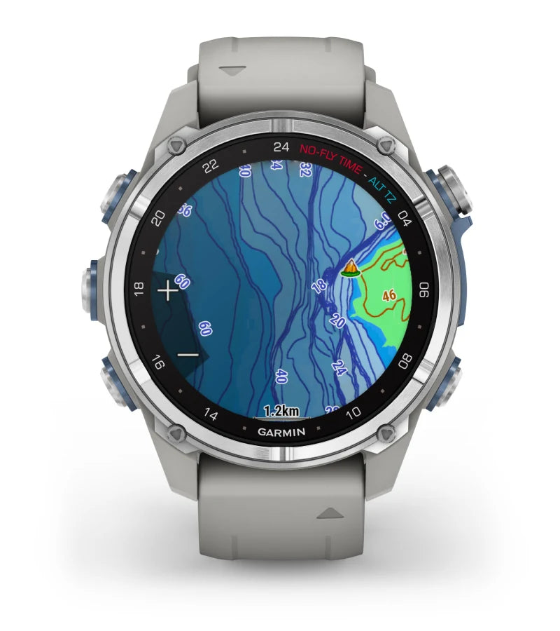 Garmin Descent Mk3 43mm Dive Watch with Stainless Steel Case & Fog Gray Silicone Band - Includes Optional T2 Transceiver for Scuba Diving & Freediving Adventures