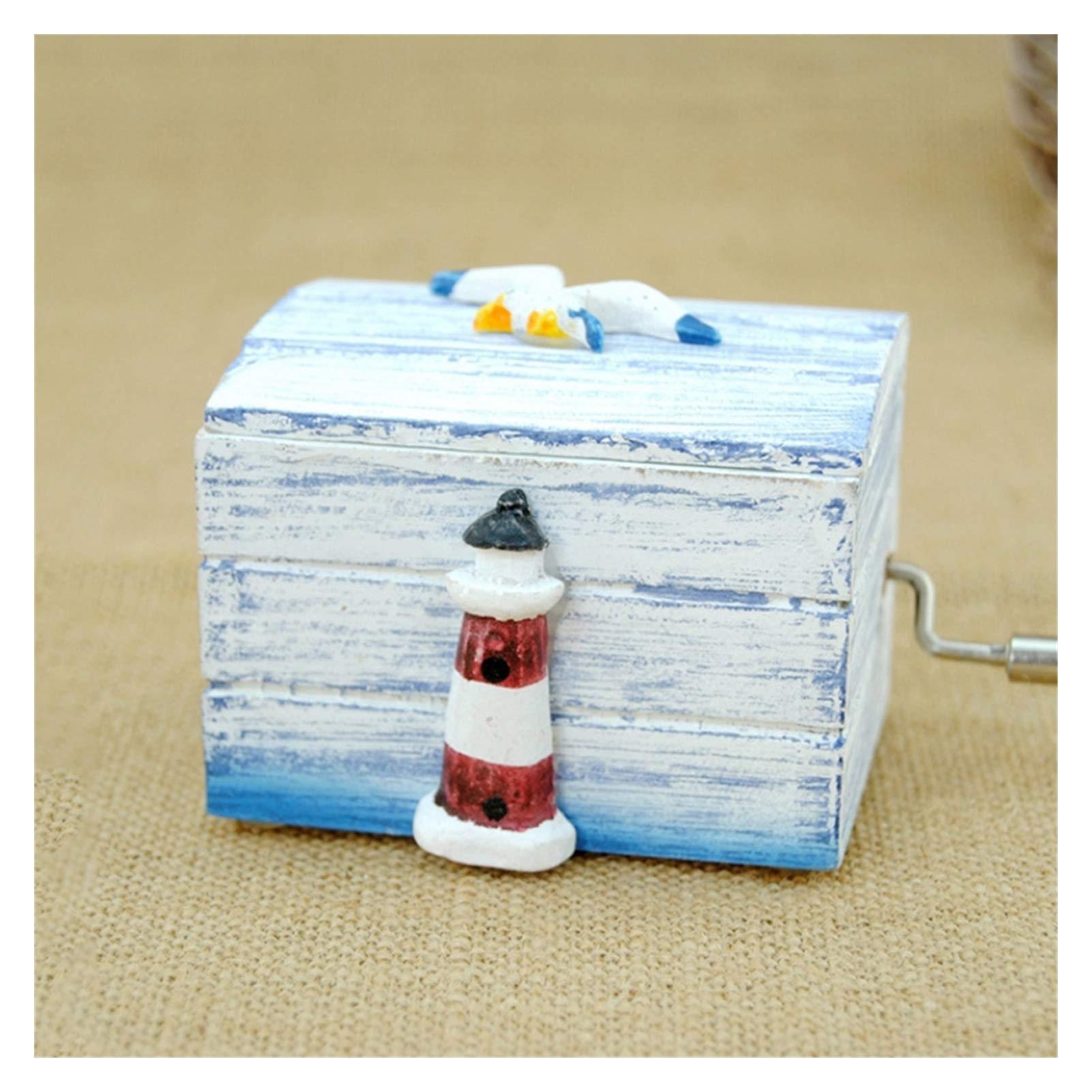 AVEO Hand-Cranked Wooden Music Box - Lighthouse Design for Home Decor & Gifts