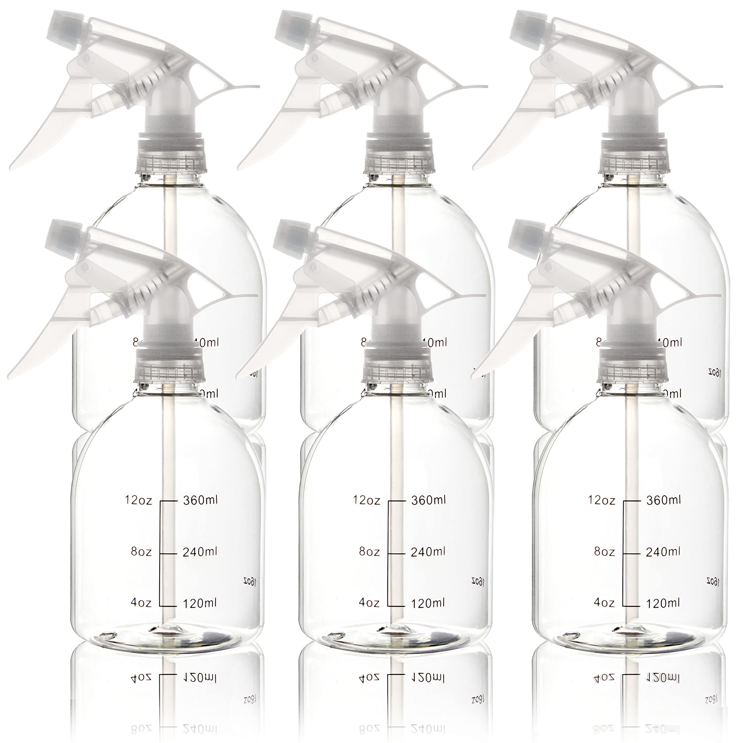 Youngever 6 Pack 16oz Empty Plastic Spray Bottles with White Sprayer - Refillable Hair, Cleaning & Beauty Solution Containers for Salon, Home & Garden Use