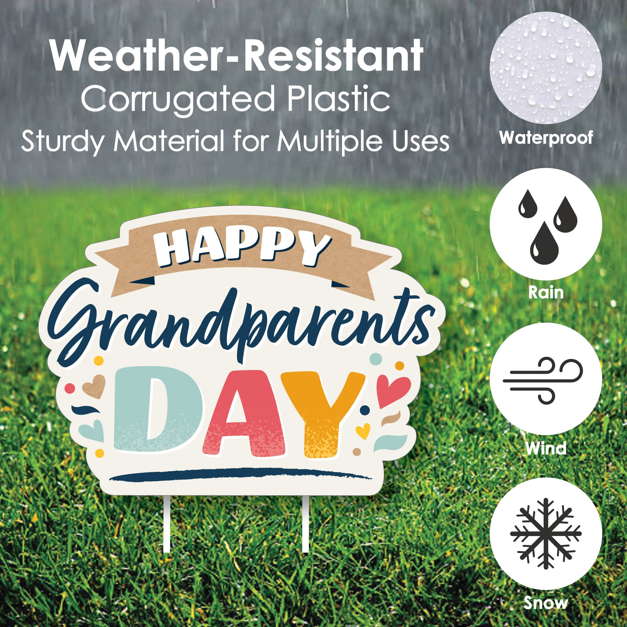 Happy Grandparents Day Heart Lawn Decorations - 10 Piece Outdoor Yard Sign Set for Grandma & Grandpa - Perfect for Backyard Celebrations, Family Reunions & Holiday Gatherings
