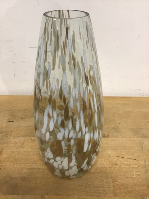 13.5 Inch White and Gold Painted Ceramic Vase - Elegant Home Decor for Living Room, Dining Table, Wedding Centerpiece