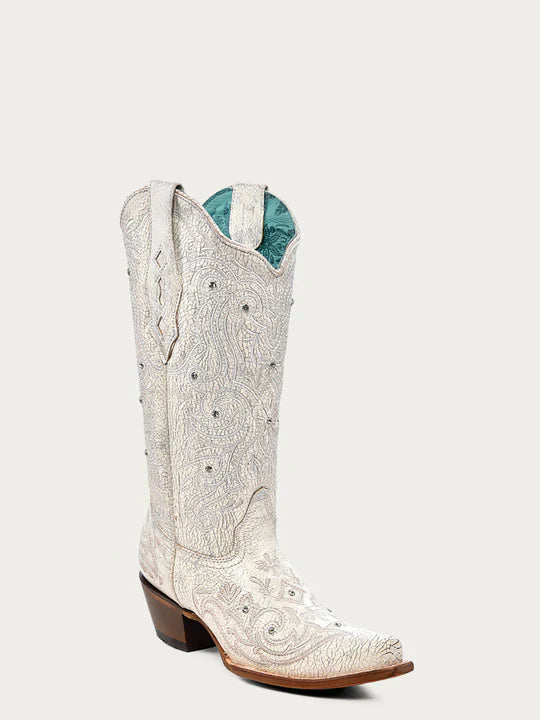 Women's Embroidered Crystal Snip Toe Cowboy Boots - Western Style Fashion for Country Dancing, Rodeo & Casual Wear