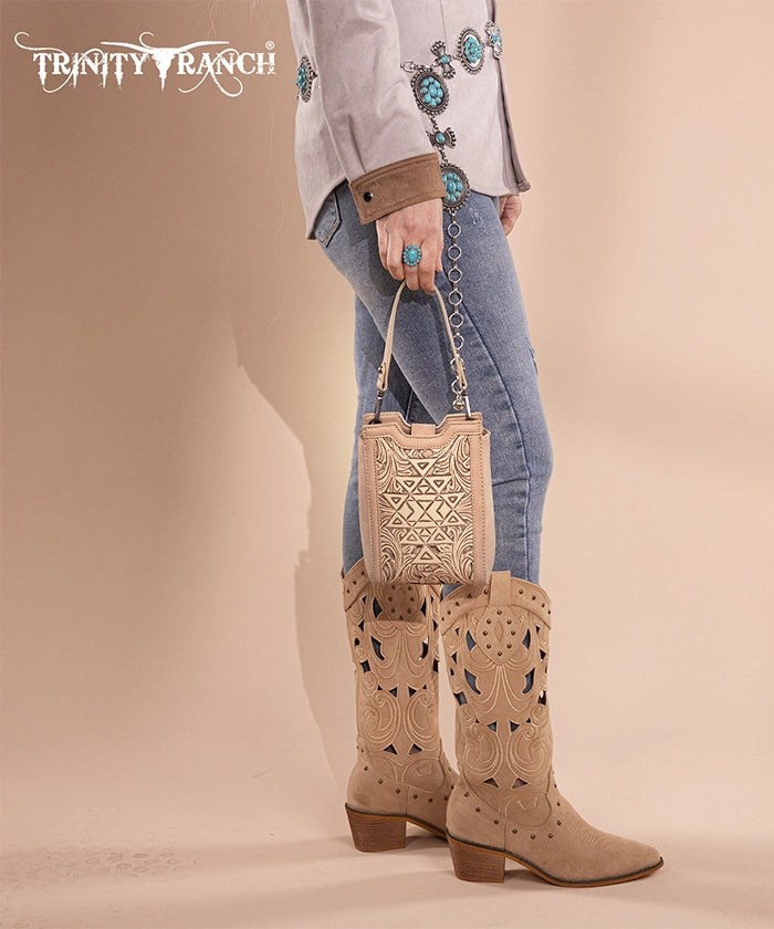 Trinity Ranch Floral Tooled Leather Mini Crossbody Bag for Women | Stylish Boho Purse for Everyday Use, Travel & Date Night