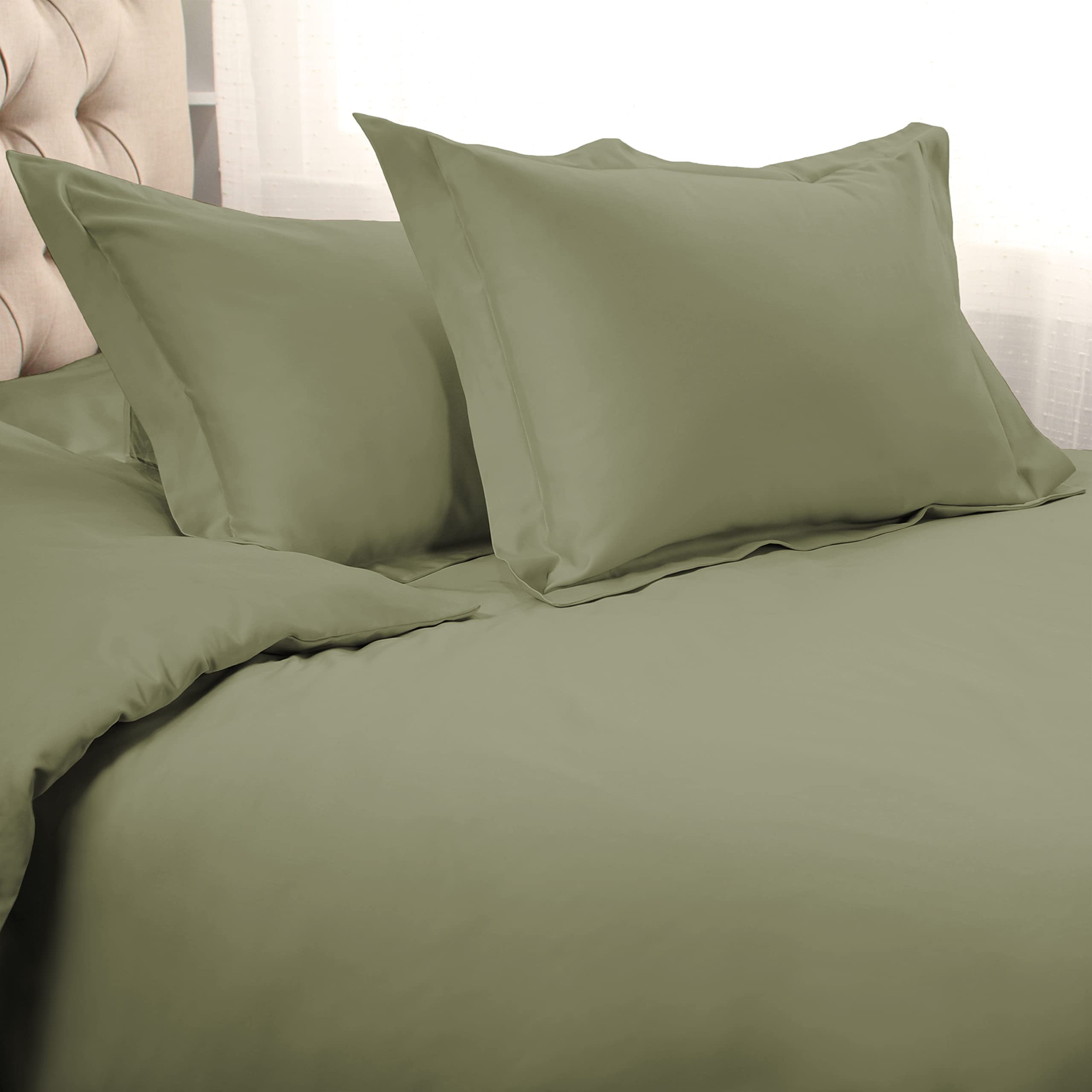 Premium 1000-Thread Count Duvet Cover Set - Ultra Soft Long-Staple Cotton King/California King Size - Sage Green - Perfect for Luxury Bedroom & Guest Room Decor