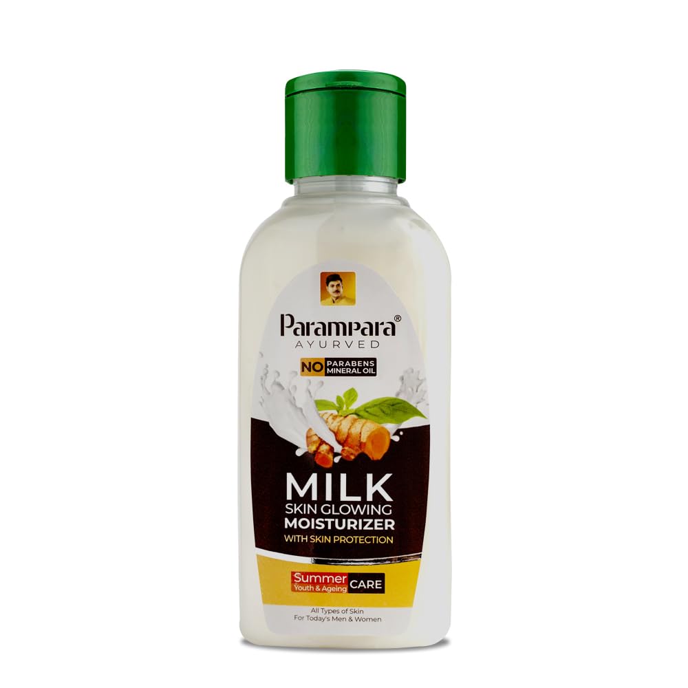 Parampara Ayurved Milk Skin Glowing Moisturizer – Non-Greasy Hydrating Face Cream with Honey, Glycerin & Milk Extracts for Dry Skin, Brightening & Deep Nourishment | 100ml | Pack of 2 | Daily Skincare Routine for Radiant & Healthy Complexion
