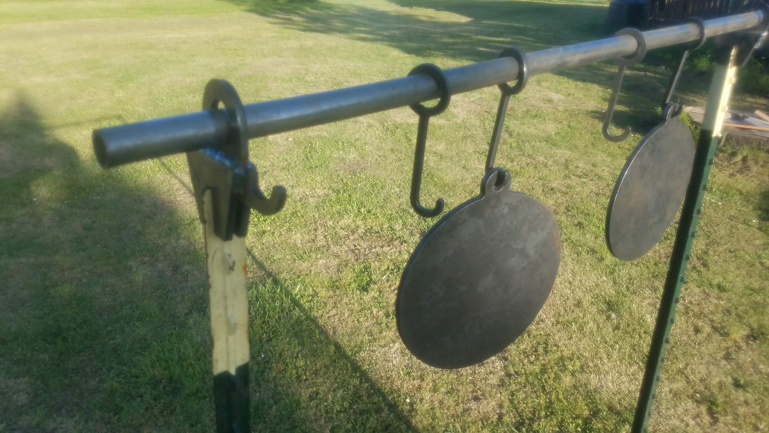 AR 500 Steel T-Post Conduit Target Stand - 4 Pack with 10 Gong Hanger Hooks - Perfect for Shooting Range, Tactical Training & Outdoor Target Practice