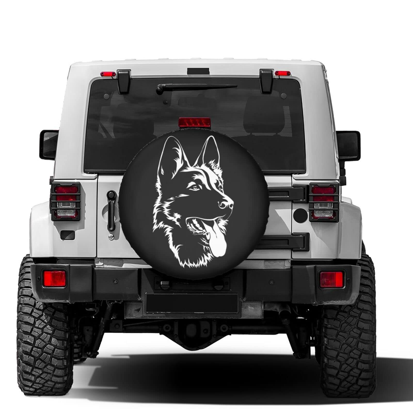 Black German Shepherd Spare Tire Cover - 14 Inch Dustproof Wheel Protector for Trailers, RVs, SUVs & Vehicles | Outdoor Adventure & Road Trip Essential