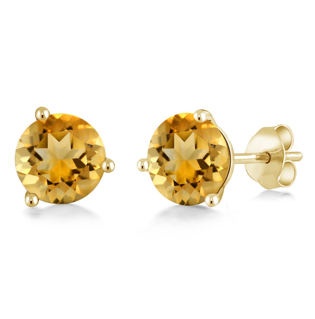 14K Gold 6MM Round Birthstone Stud Earrings for Women & Men | Gemstone Martini 3 Prong Setting | Perfect for Birthdays, Anniversaries & Gifts | Gem Stone King