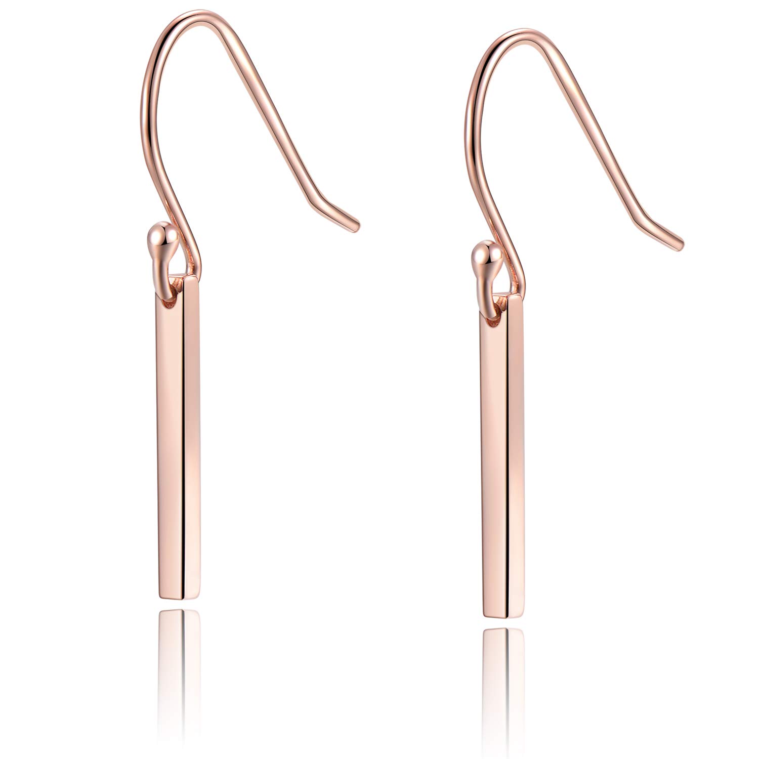 18K Gold Plated Sterling Silver Bar Drop Earrings for Women - Elegant Minimalist Dangle Earrings for Everyday Wear, Parties & Special Occasions
