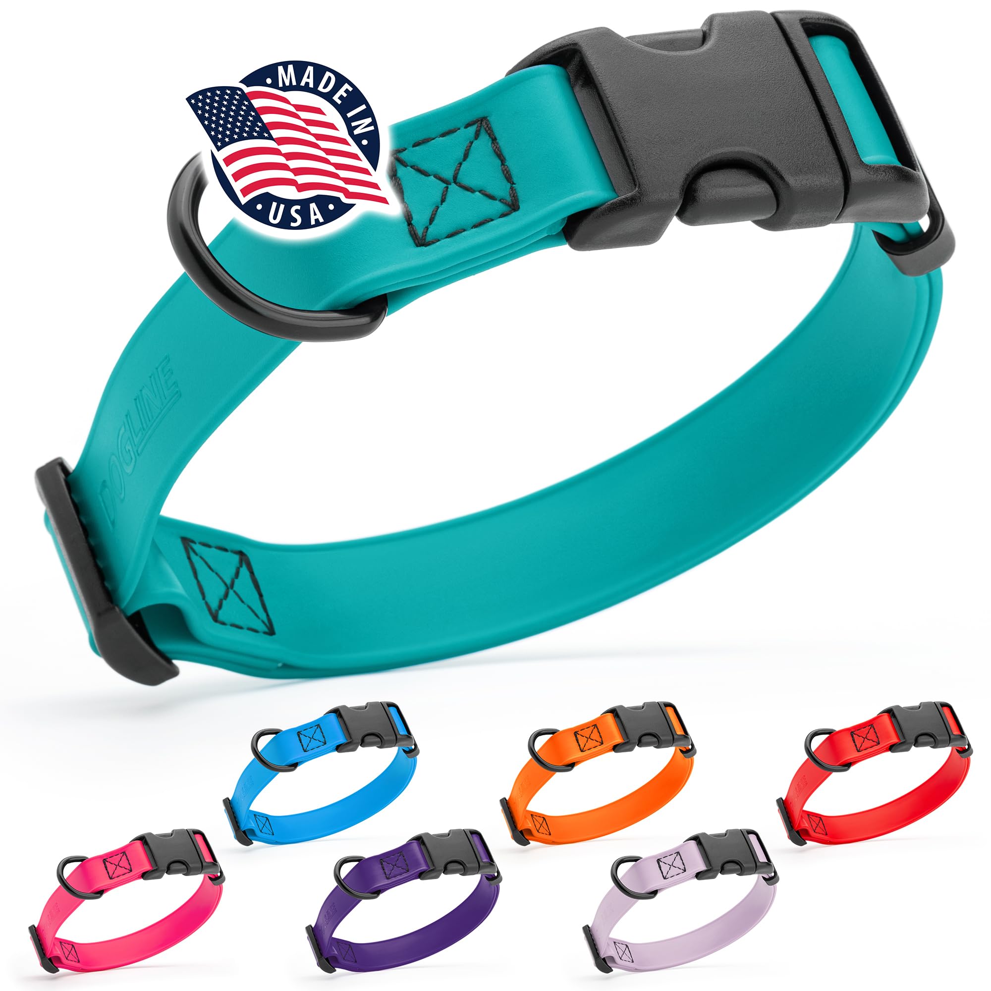 **Waterproof Biothane Dog Collar with Quick Release Buckle - Odor-Proof & Easy to Clean - Strong Coated Nylon Webbing for Small, Medium & Large Dogs (Teal, 1