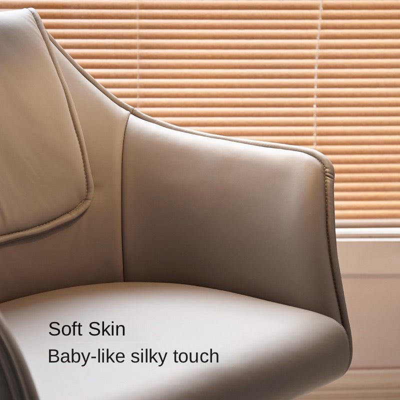 Premium Beech Solid Wood Swivel Soft Skin Armchair - Modern Ergonomic Office Chair for Home & Workspace - Perfect for Reading, Working, and Relaxing