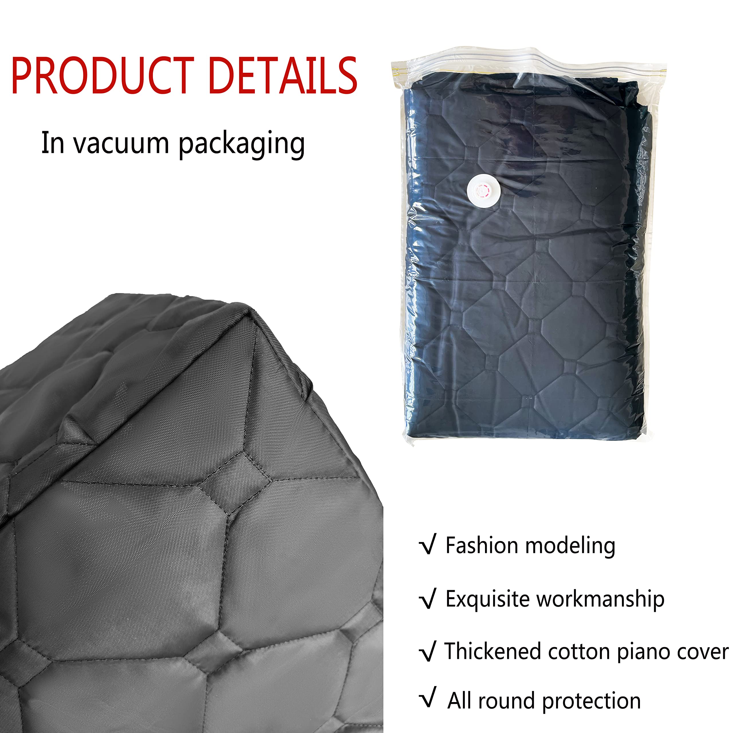 Premium Upright Piano Cover - Thick Cotton Lining, Waterproof & Dustproof - Black - Perfect for Home, Studio & Church Piano Protection