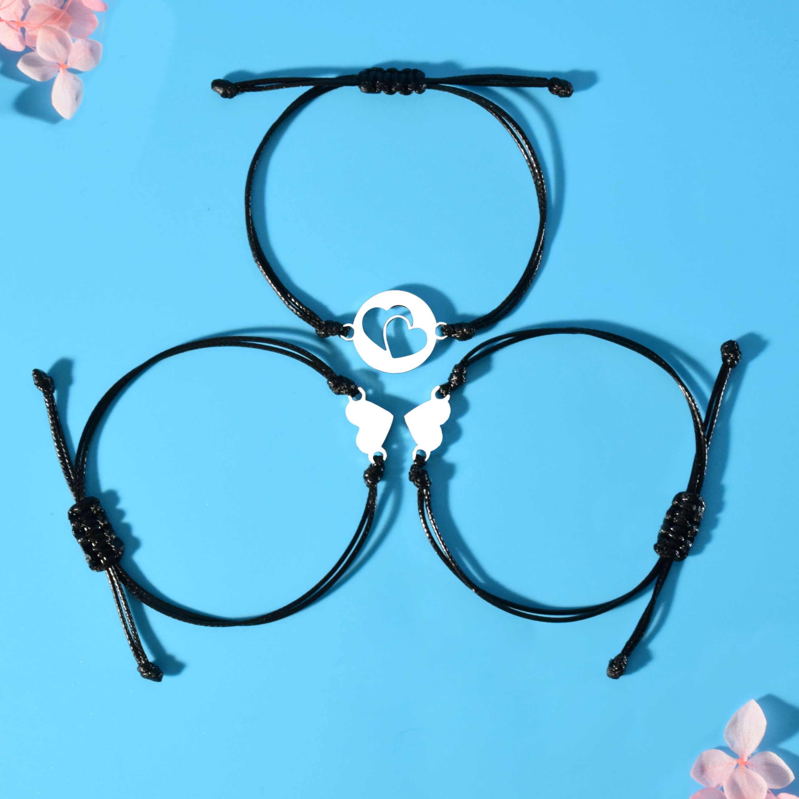 **Matching Heart Love Bracelets Set for Aunt & Nieces (2/3/4/5 Pcs) - Perfect Gift for Mother's Day, Birthday, Valentine's Day - Jewelry for Women, Family Bonding & Special Occasions**