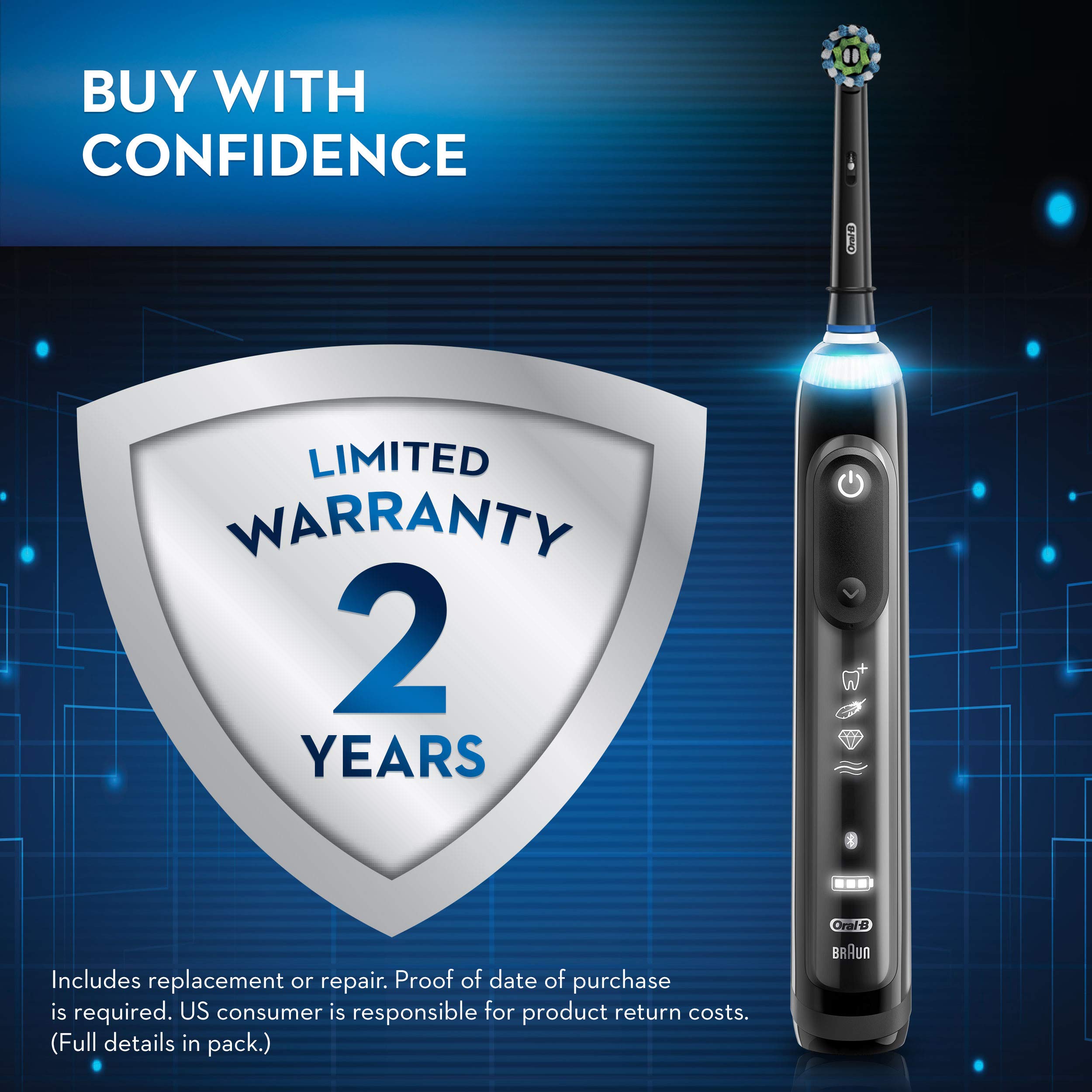 Oral-B Genius 6000 Electric Toothbrush with Smart Pressure Sensor, Black - Rechargeable Toothbrush for Whitening Teeth & Gum Care, Perfect for Travel & Home Use