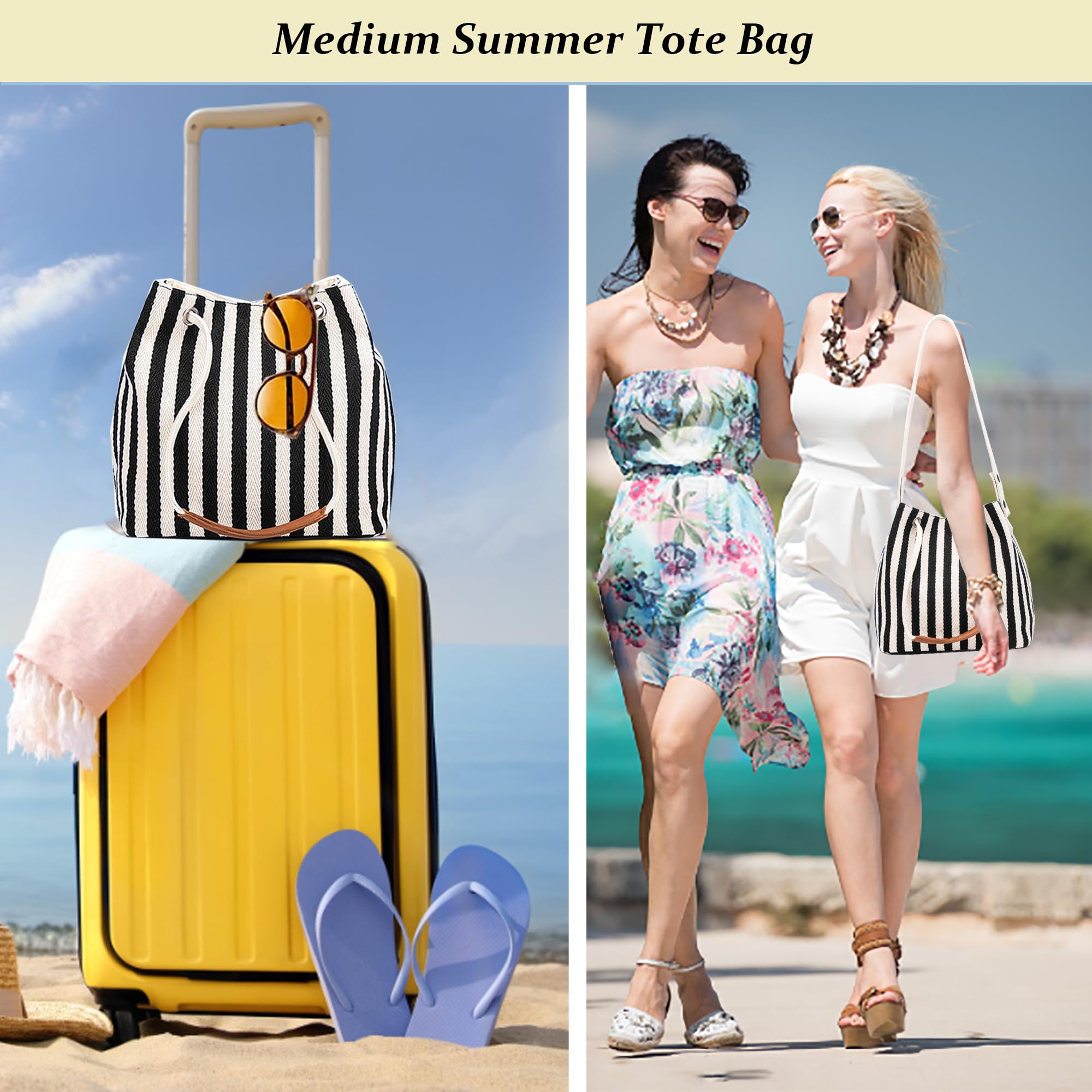 BYDENWELY Women's Canvas Tote Bag - Small & Medium Size Shoulder Bag for Work, Travel & Beach | Lightweight Everyday Purse for Office, Shopping & Vacation