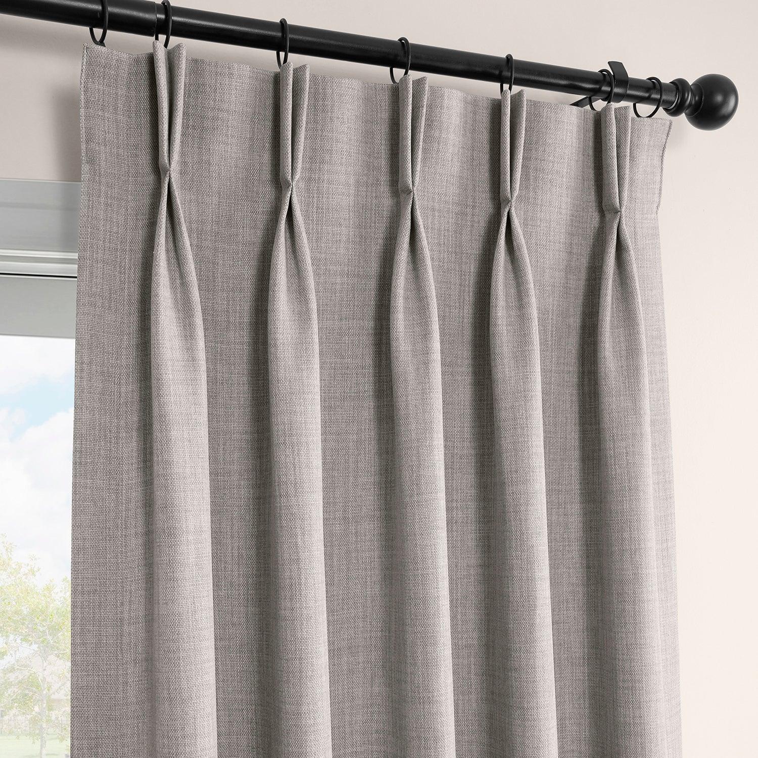 Clay French Pleat Textured Faux Linen Blackout Curtains - Thermal Insulated Window Drapes for Bedroom, Living Room & Home Decor