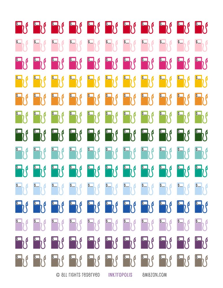 Monthly Planner Stickers - Gas Pump Style Planner Labels for Erin Condren Vertical Life Planner - Perfect for Budget Tracking, Fuel Expense Organization & Creative Journaling