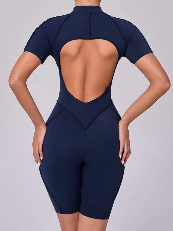 ZASUWA Women's Sexy Backless Zipper Scrunch Bum Jumpsuit - Stretchy Bodycon Romper for Clubwear, Night Out & Date Night