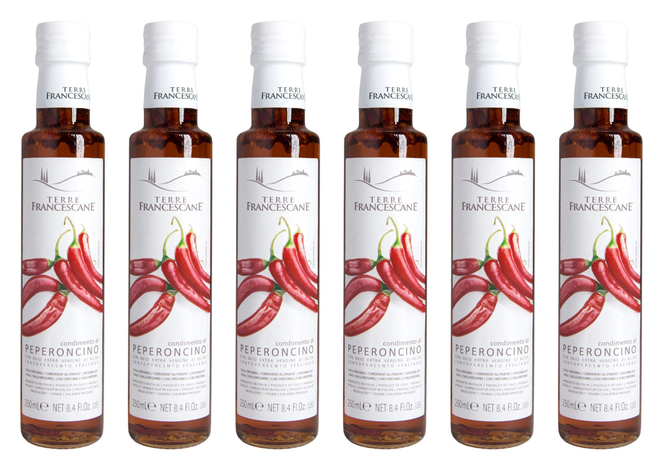 Premium Chilli Dressing with 100% Italian Extra Virgin Olive Oil - Pack of 6 (250ml/8.45 Fl oz) - Artisan Imported from Italy | Perfect for Salads, Pasta & Gourmet Cooking