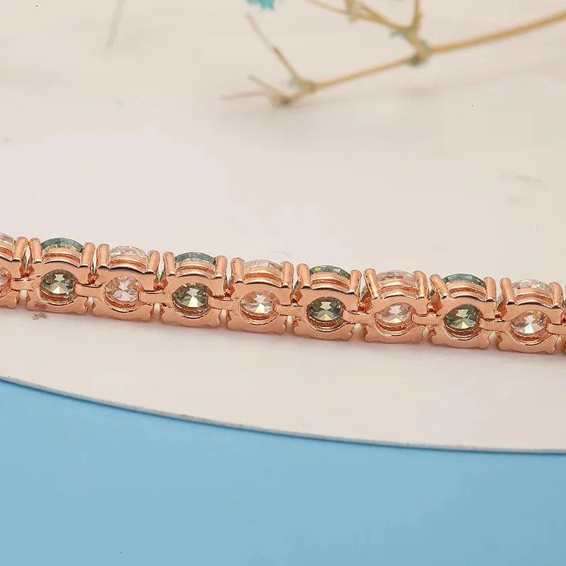 10K Gold Double Color Moissanite Tennis Bracelet for Women - 5mm 14.5ctw Elegant Jewelry Gift for Anniversary, Wedding & Special Occasions