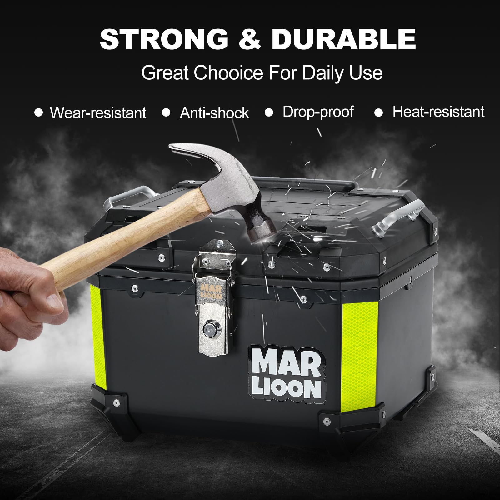 35L Universal Motorcycle Top Case - Quick Release Mounting Plate, Waterproof Scooter Tail Box for Helmet & Luggage Storage - Durable Black Tour Trunk for Commuting, Travel & Adventure Rides