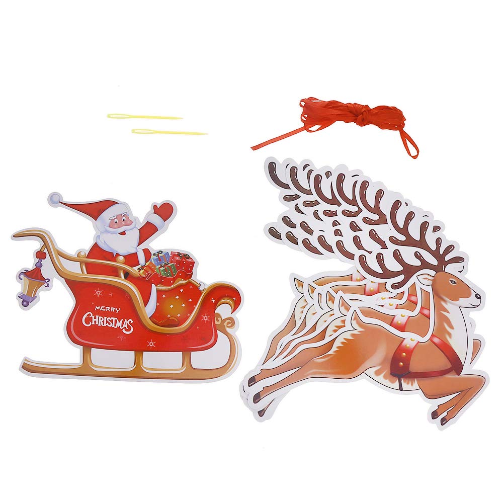 CCINEE 9-Piece Christmas Paper Banners Set - Santa and Reindeer Bunting Garland Decorations for Doors, Walls & Windows | Holiday Party Supplies for Home, Office & Classroom Decor