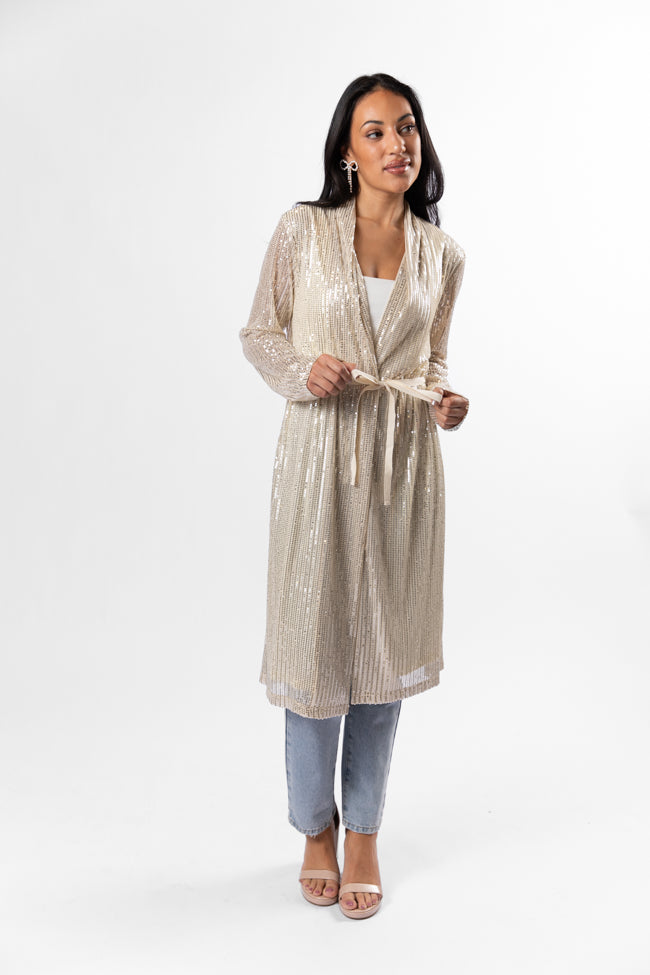 Elegant Gold Sequin Kimono Robe - Women's Luxury Loungewear for Parties, Weddings & Special Occasions